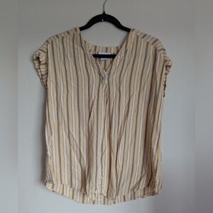 Liz Claiborne Yellow Striped Blouse Size M